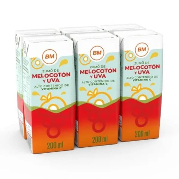 Zumo de melocotón y uva 6x200 ml - 1.2 l - Imagen del producto en Findit