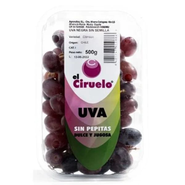 Uva negra sin pepitas en bandeja (500 g aprox) - 0.5 kg - Imagen del producto en Findit