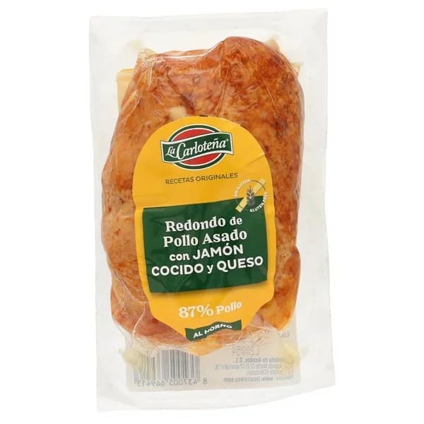 Redondo de pollo asado con jamón cocido y queso Asados la Carloteña sin gluten 340 g. - 0.34 kg - Imagen del producto en Findit