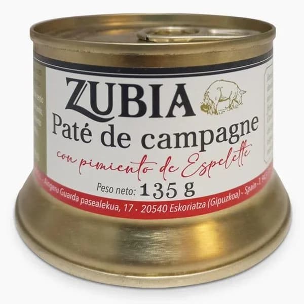 Paté de campagne con pimiento de espelette ZUBIA, lata 135 g - 0.14 kg - Imagen del producto en Findit