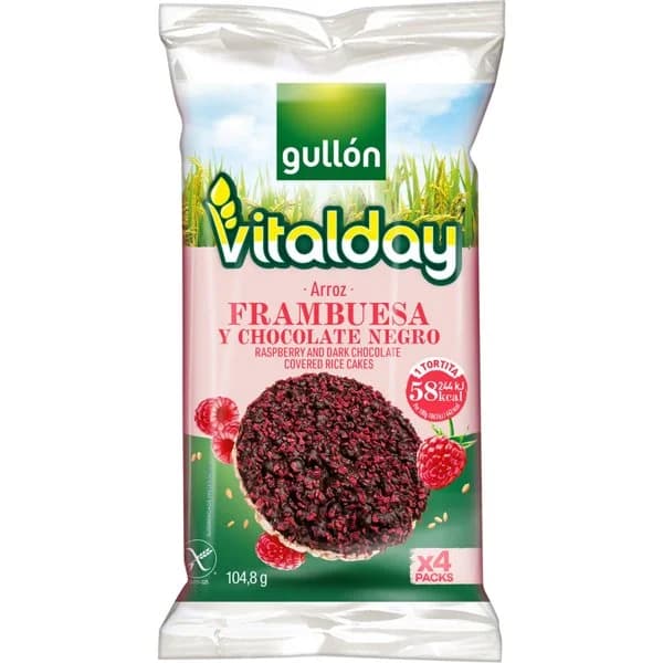 Tortita Arroz Choco Negro Frambuesa Sin Gluten - 0.12 ud - Imagen del producto en Findit