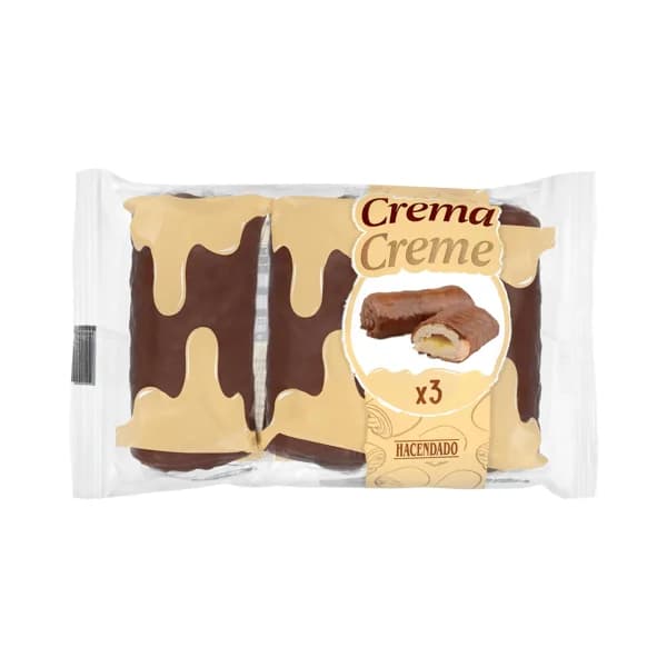 Caña de hojaldre rellena de crema sabor vainilla Hacendado con cobertura de cacao - 0.25 kg - Imagen del producto en Findit