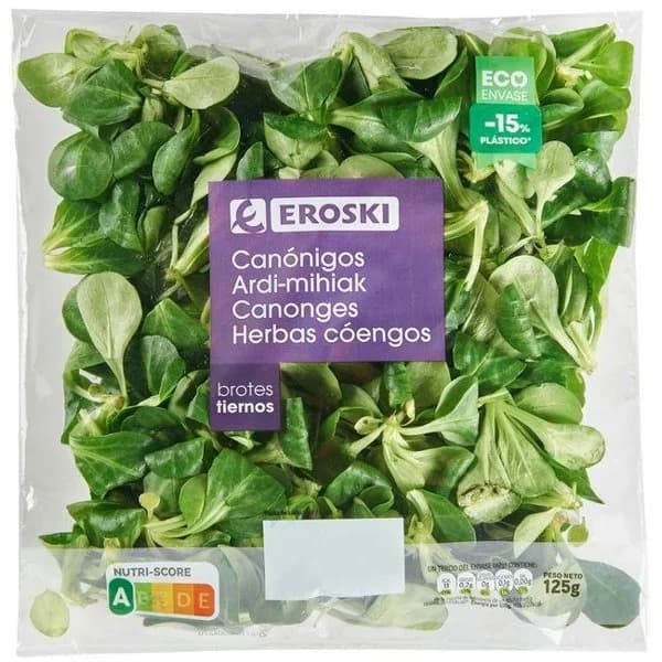Canónigos EROSKI, bolsa 125 g - 0.12 kg - Imagen del producto en Findit