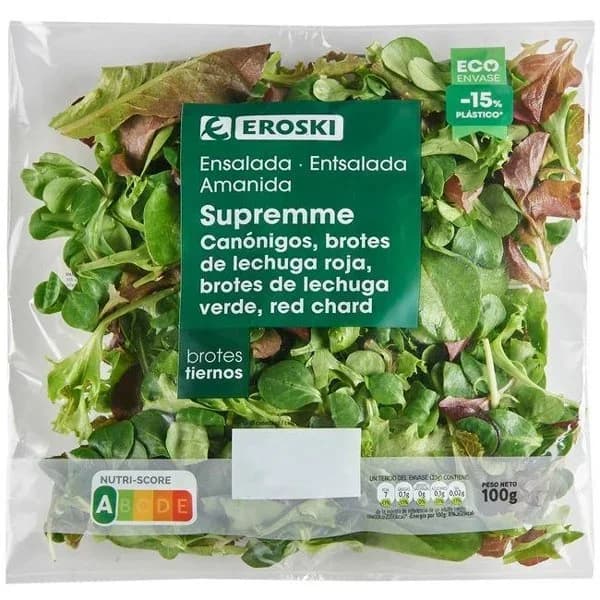 Ensalada de Brotes Supremme EROSKI, bolsa 100 g - 1 ud - Imagen del producto en Findit