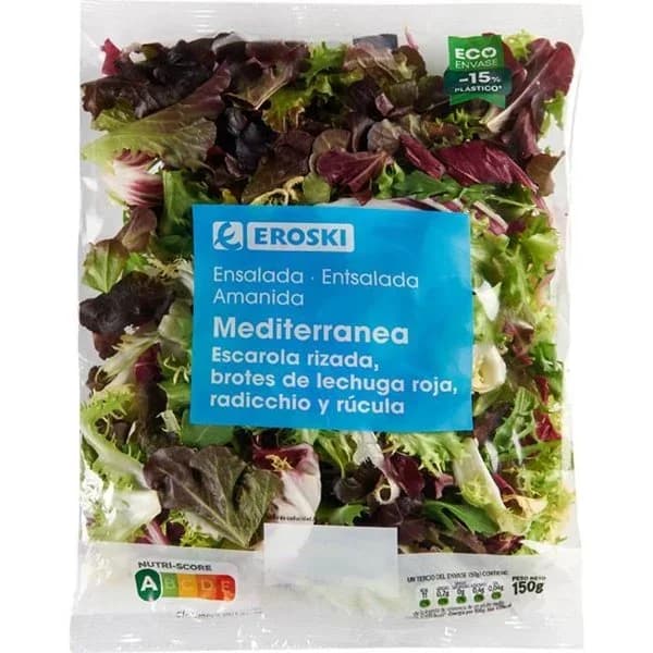 Ensalada Mediterránea EROSKI, bolsa 150 g - 0.15 kg - Imagen del producto en Findit