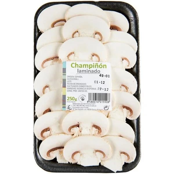 Champiñón laminado, bandeja 250 g - 0.25 kg - Imagen del producto en Findit