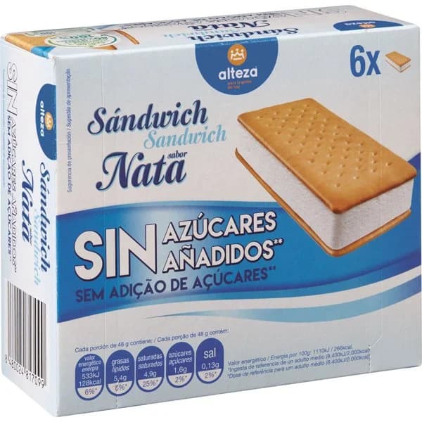 Helado Sandwich Nata Sin Azúcar Añadido - 1 ud - Imagen del producto en Findit