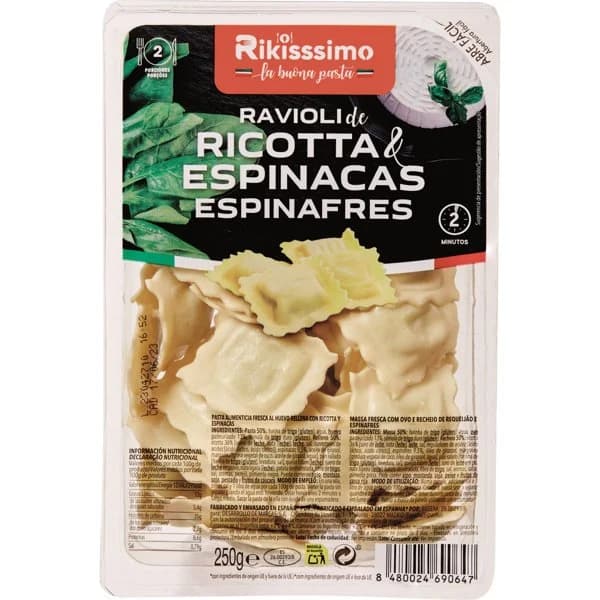 Ravioli de Ricotta y Espinacas - 0.25 kg - Imagen del producto en Findit