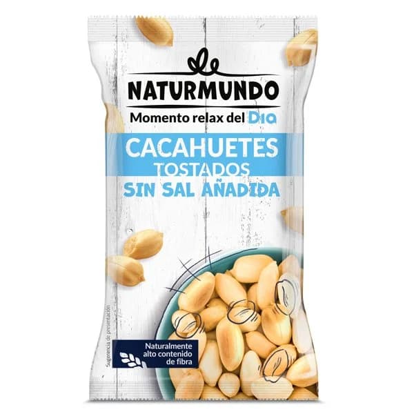 Cacahuetes tostados sin sal añadida Naturmundo de Dia bolsa 200 g - 0.2 ud - Imagen del producto en Findit