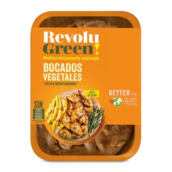 Bocados vegetales estilo Mediterráneo Revolu green bandeja 160 g - 0.16 ud - Imagen del producto en Findit