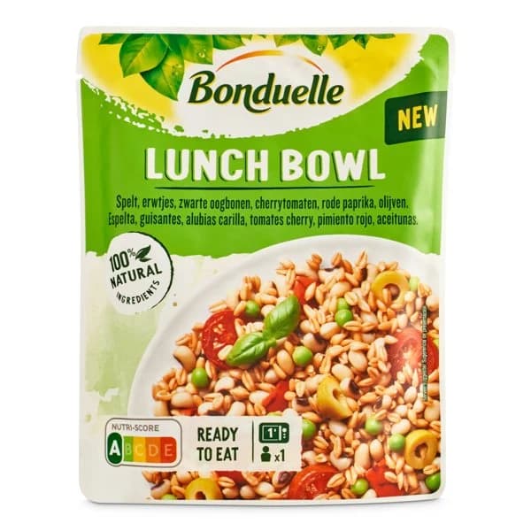Lunch bowl espelta, guisantes, alubias, cherry, pimiento rojo y aceitunas Bonduelle bolsa 250 g - 0.25 kg - Imagen del producto en Findit