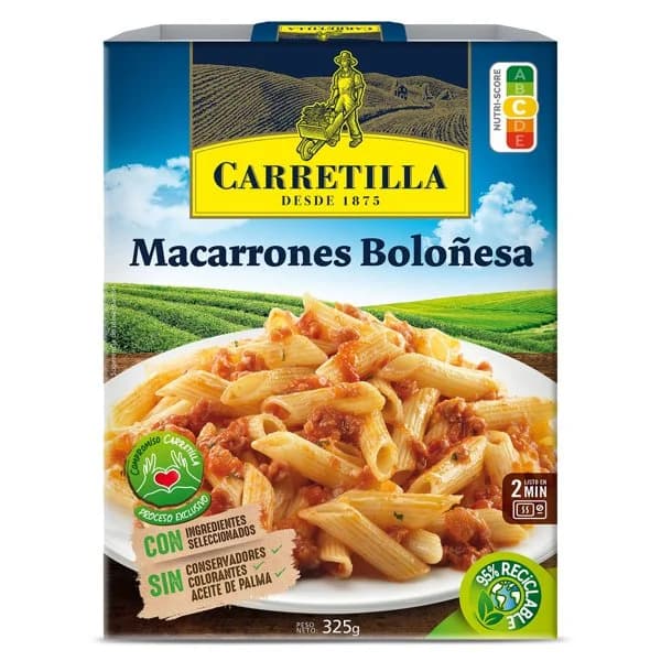 Macarrones a la boloñesa Carretilla bandeja 325 g - 0.33 ud - Imagen del producto en Findit