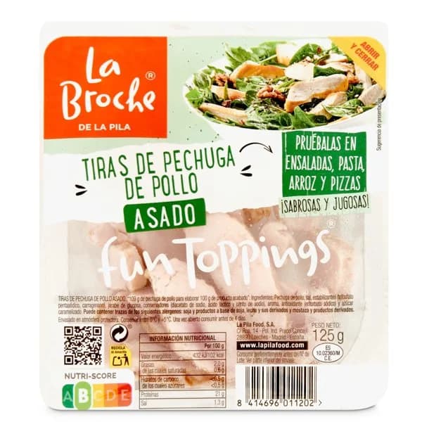 Tiras de pechuga de pollo asado La pila bandeja 125 g - 0.12 kg - Imagen del producto en Findit