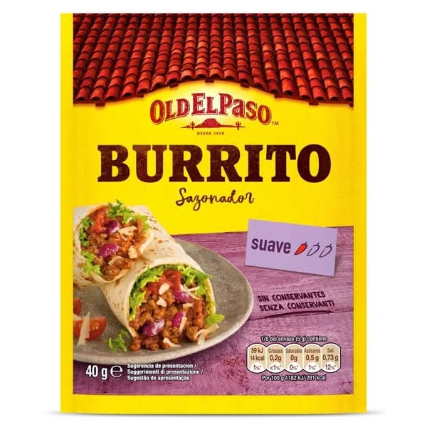 Sazonador para burritos suave Old El Paso sobre 40 g - 0.04 kg - Imagen del producto en Findit
