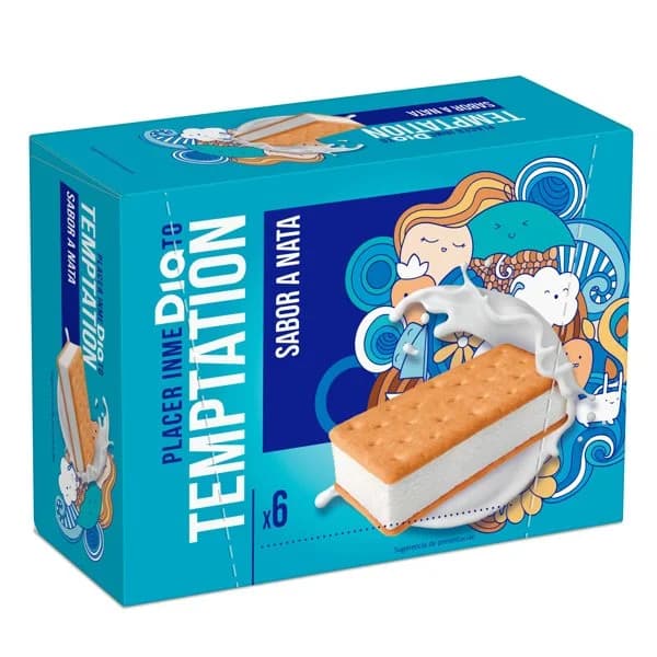 Helado sándwich de nata 6 unidades Temptation de Dia caja 300 g - 0.3 kg - Imagen del producto en Findit