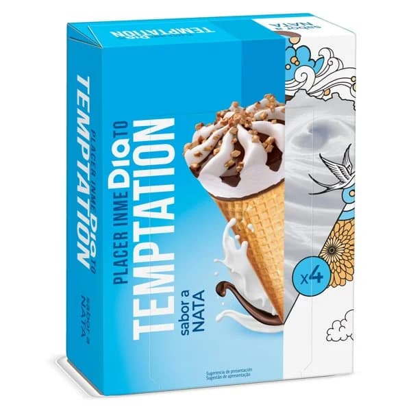 Helado cono de nata 4 unidades Temptation de Dia caja 272 g - 0.27 kg - Imagen del producto en Findit