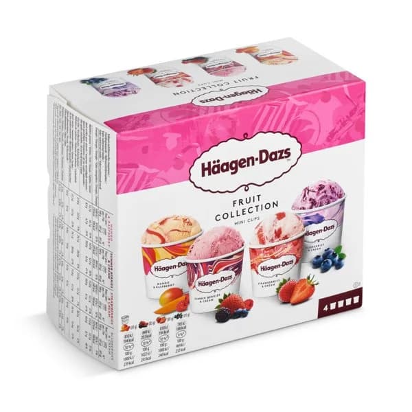 Helado fruit collection mini cups 4 unidades Haagen Dazs caja 321 g - 0.32 ud - Imagen del producto en Findit
