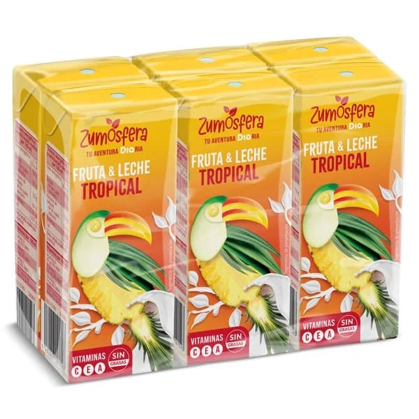 Bebida de zumo de frutas con leche tropical Zumosfera de Dia brik 6 x 200 ml - 1.2 l - Imagen del producto en Findit