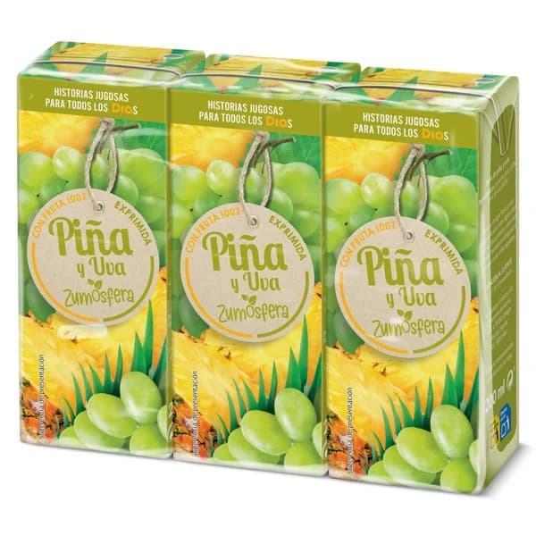 Zumo de piña y uva 100% Zumosfera de Dia brik 3 x 200 ml - 0.6 l - Imagen del producto en Findit
