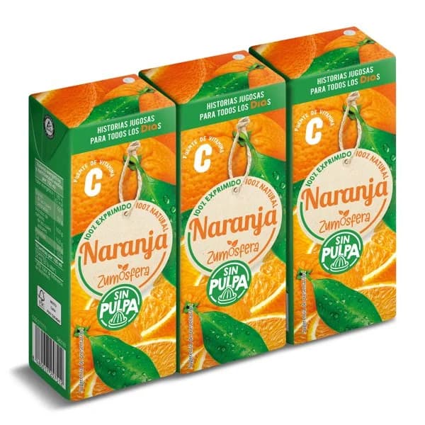 Zumo de naranja 100% sin pulpa Zumosfera de Dia brik 3 x 200 ml - 0.6 l - Imagen del producto en Findit