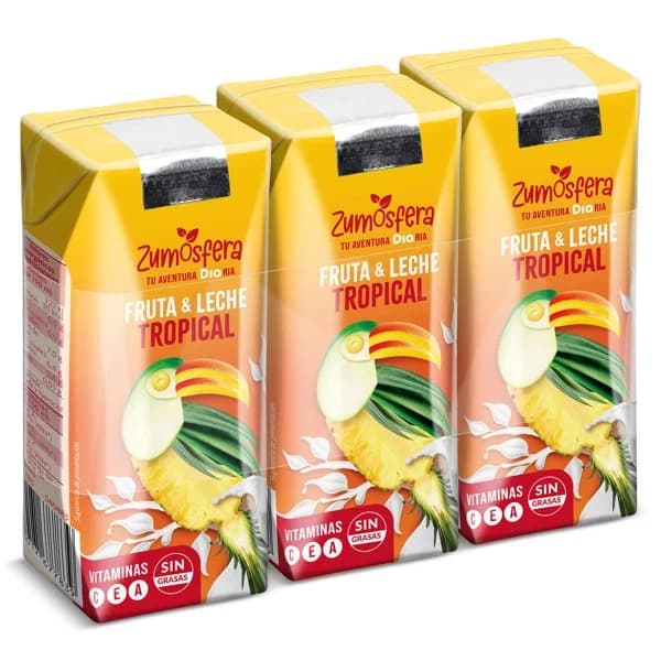 Bebida de zumo de frutas con leche tropical Zumosfera de Dia brik 3 x 330 ml - 0.99 l - Imagen del producto en Findit