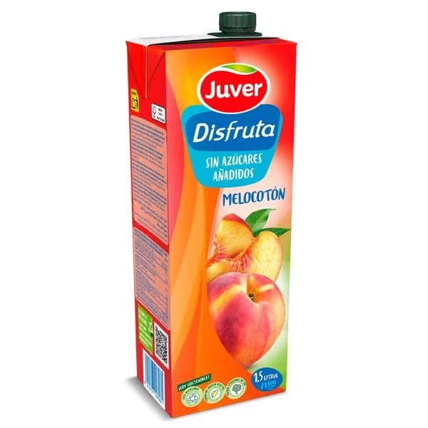 Bebida de zumo de melocotón sin azúcares añadidos Juver Disfruta brik 1.5 l - 1.5 l - Imagen del producto en Findit
