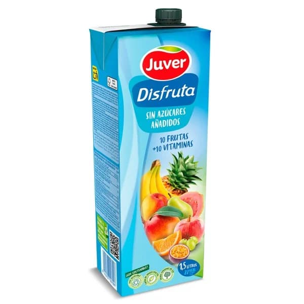 Bebida de zumo de 10 frutas con 10 vitaminas sin azúcares añadidos Juver Disfruta brik 1.5 l - 1.5 l - Imagen del producto en Findit