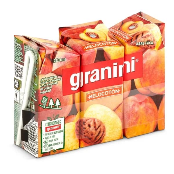 Bebida de zumo de melocotón Granini brik 3 x 200 ml - 0.6 l - Imagen del producto en Findit