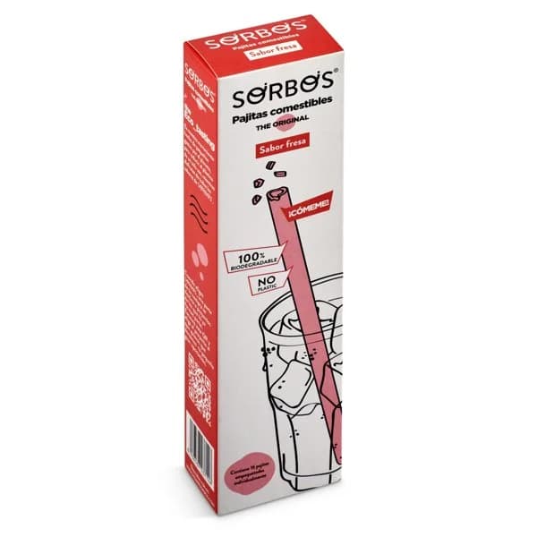 Pajitas comestibles sabor fresa Sorbos caja 170 g - 1 ud - Imagen del producto en Findit