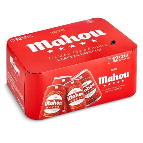 Cerveza Mahou 5 Estrellas lata 12 x 33 cl - 3.95 l - Imagen del producto en Findit