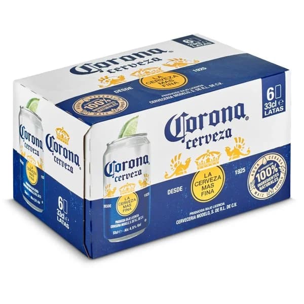 Cerveza rubia mexicana Corona lata 6 x 33 cl - 1.98 ud - Imagen del producto en Findit