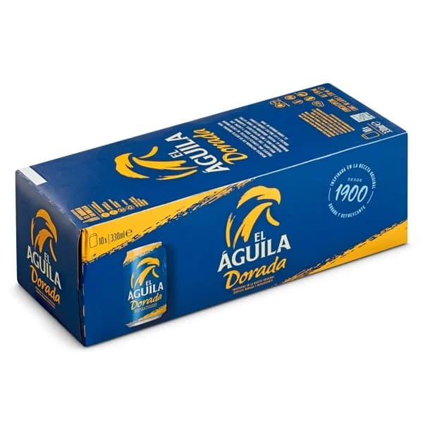Cerveza rubia dorada El aguila lata 10 x 33 cl - 3.3 ud - Imagen del producto en Findit