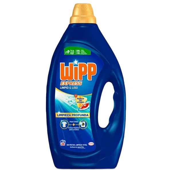 Detergente máquina líquido limpio y liso Wipp Express botella 28 lavados - 28.09 ud - Imagen del producto en Findit