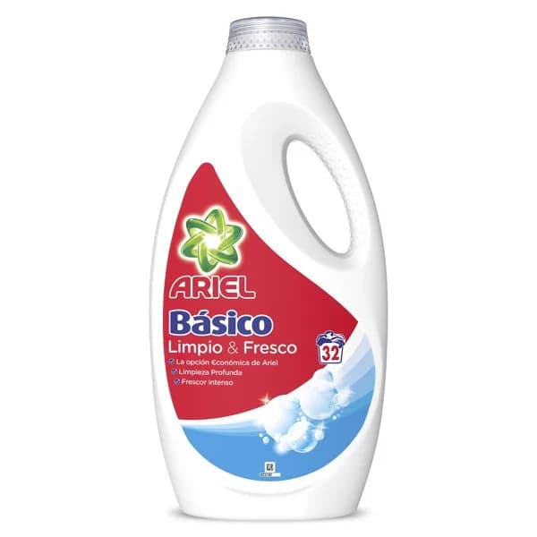 Detergente máquina líquido básico Ariel botella 32 lavados - 1 ud - Imagen del producto en Findit