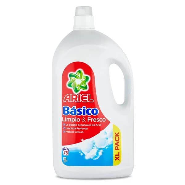 Detergente máquina líquido básico Ariel botella 75 lavados - 1 ud - Imagen del producto en Findit