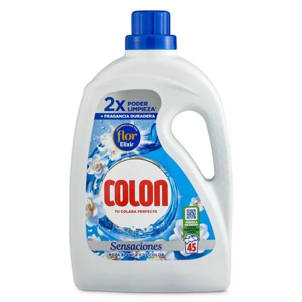 Detergente máquina líquido gel sensaciones Colon garrafa 45 lavados - 44.41 ud - Imagen del producto en Findit
