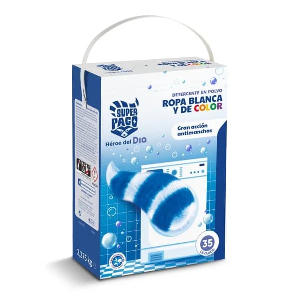 Detergente máquina polvo blanca y color Super Paco de Dia caja 35 lavados - 35.56 ud - Imagen del producto en Findit