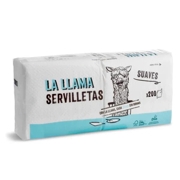 Servilletas blancas 1 capa La Llama Dia bolsa 200 unidades - 125 ud - Imagen del producto en Findit