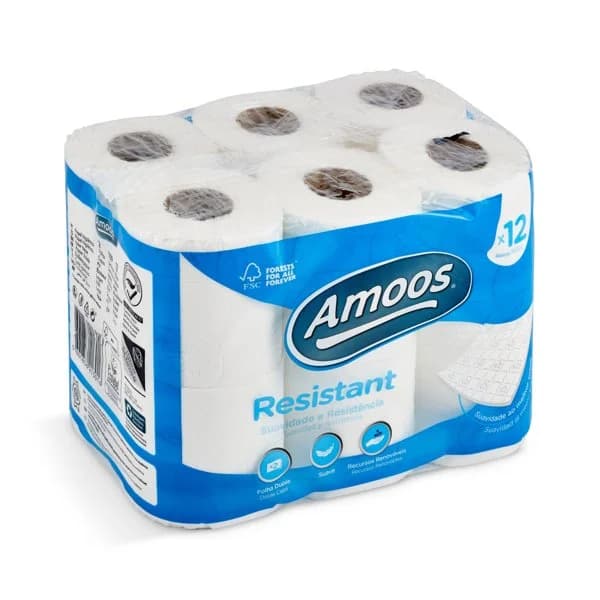 Papel higiénico suave 2 capas Amoos bolsa 12 unidades - 1 ud - Imagen del producto en Findit