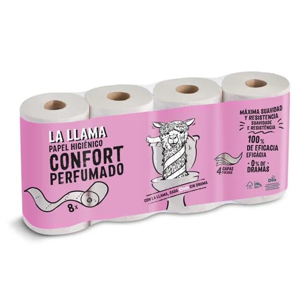 Papel higiénico perfumado 4 capas La Llama Dia bolsa 8 unidades - 8.06 ud - Imagen del producto en Findit