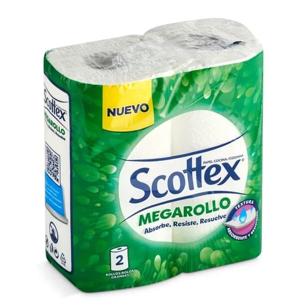 Papel de cocina megarollo Scottex bolsa 2 unidades - 1.99 ud - Imagen del producto en Findit