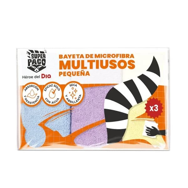 Bayeta de microfibra multiusos pequeña Super Paco de Dia bolsa 3 unidades - 3.02 ud - Imagen del producto en Findit