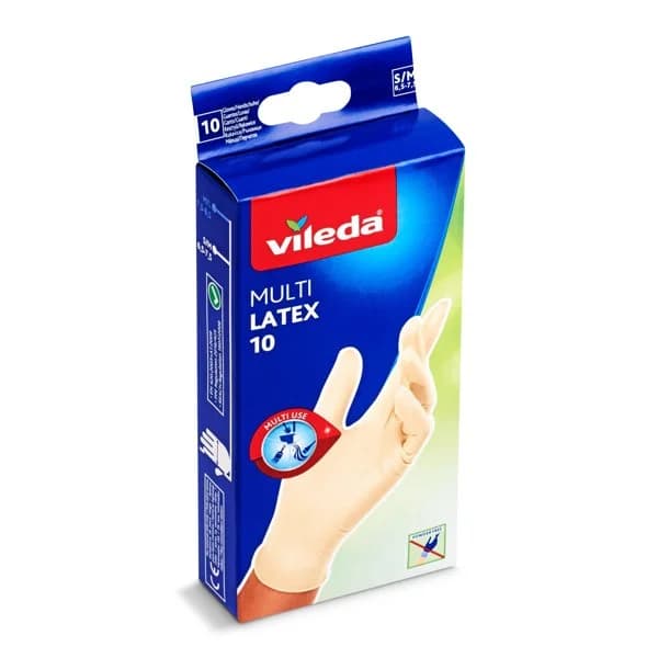 Guantes desechables de látex multiusos talla S/M Vileda caja 10 unidades - 9.98 ud - Imagen del producto en Findit