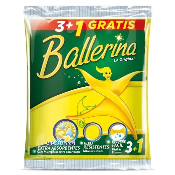 Bayeta amarilla super absorbente y extra suave Ballerina bolsa 4 unidades - 4.02 ud - Imagen del producto en Findit