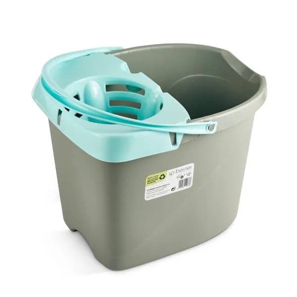 Cubo ovalado gris y celeste 14 lt Sp berner 1 unidad - 1 ud - Imagen del producto en Findit