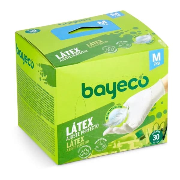 Guantes de látex desechables talla M Bayeco caja 30 unidades - 1 ud - Imagen del producto en Findit