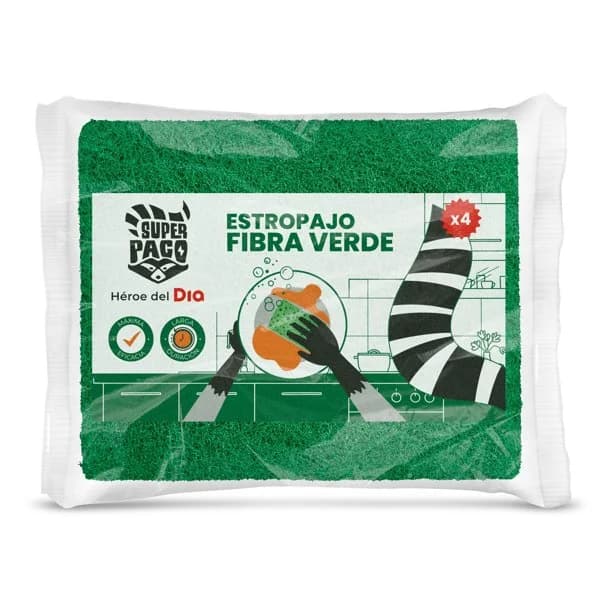 Estropajo de fibra verde Super Paco de Dia bolsa 4 unidades - 3.97 ud - Imagen del producto en Findit