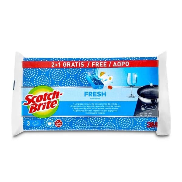 Estropajo no raya fresh Scotch brite bolsa 3 unidades - 2.99 ud - Imagen del producto en Findit