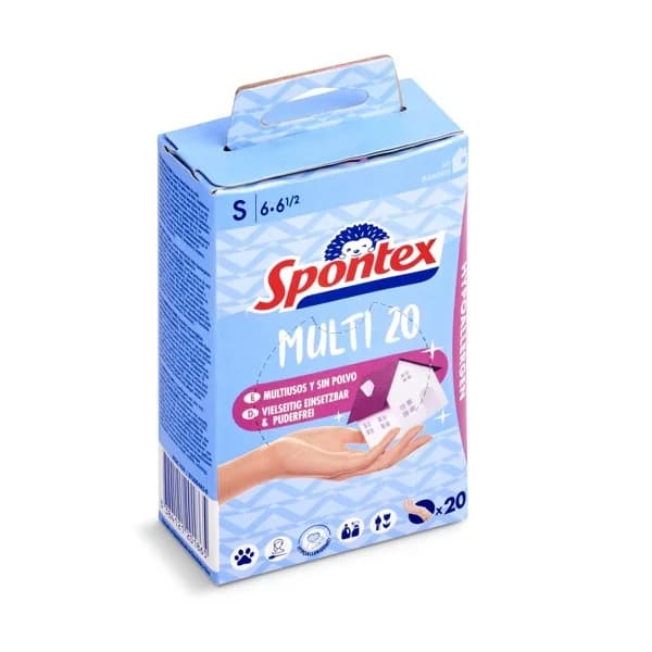 Guantes desechables talla S Spontex bolsa 20 unidades - 19.58 ud - Imagen del producto en Findit
