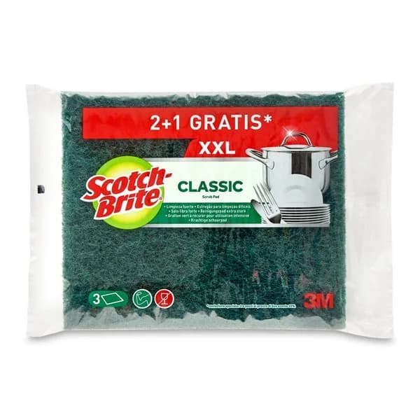 Estropajo gigante classic verde Scotch brite bolsa 3 unidades - 2.99 ud - Imagen del producto en Findit